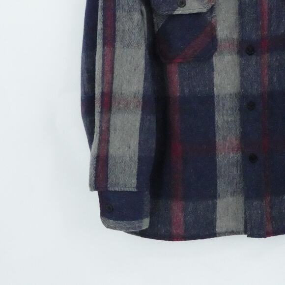 Vintage Brewster Shirt Mens Large Plaid Wool Blend Button Up Flannel 80s Fall - Picture 7 of 15